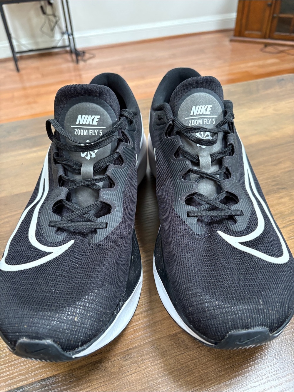 Nike Zoom Fly 5 Mens Running Shoes Size 14 Like New Black and White - Picture 2 of 11